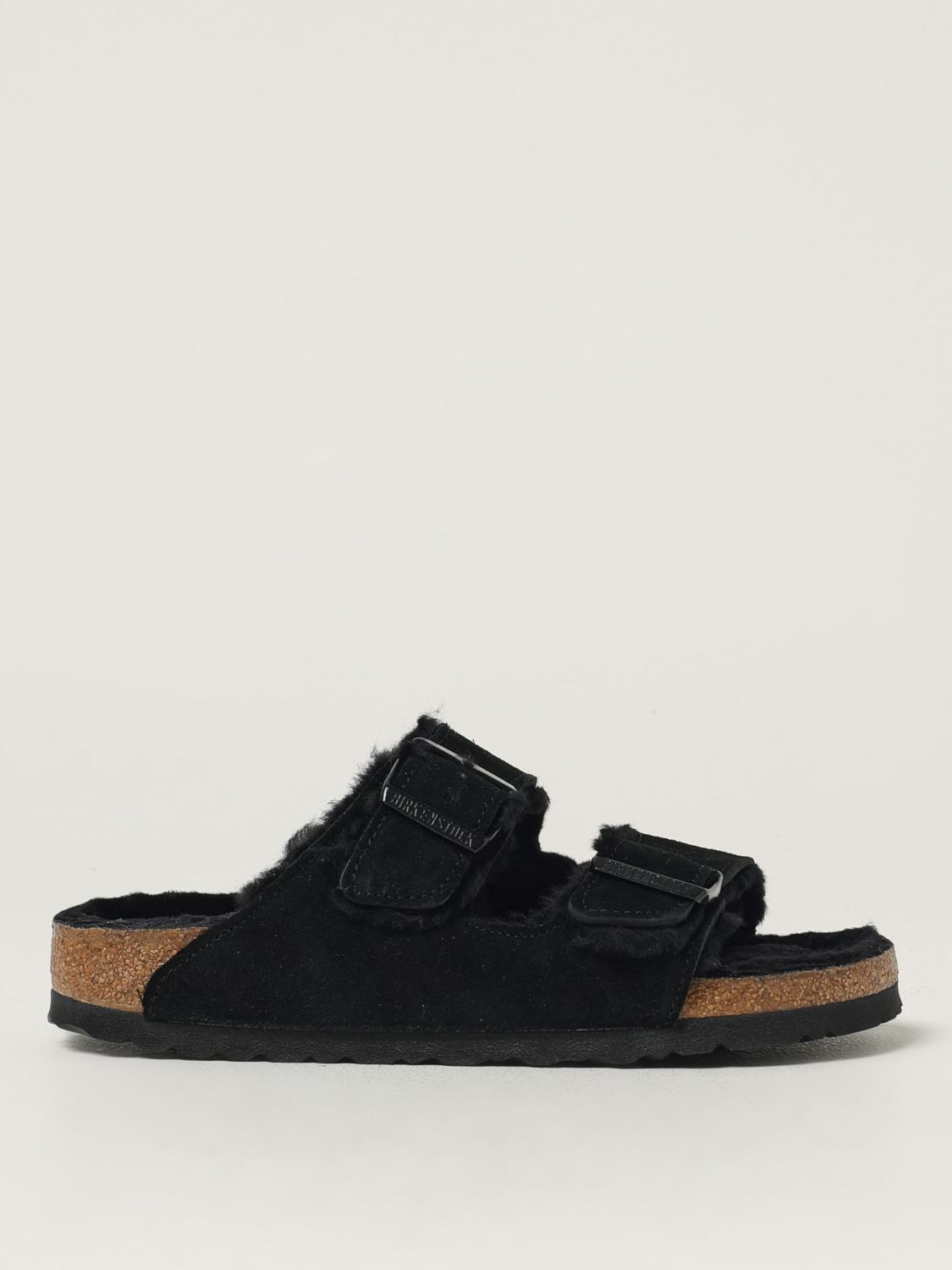Birkenstock Arizona Teddy Split Suede Sandals In Black
