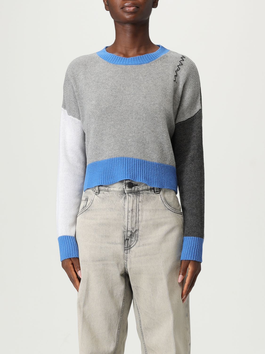 Marni Knitwear Crop Crew Neck Long Sleeves In Gray