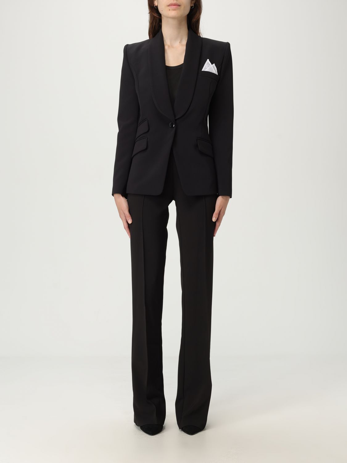 Elisabetta Franchi Tailored Black Suit With Fitted Blazer And Straight-leg Trousers In Black