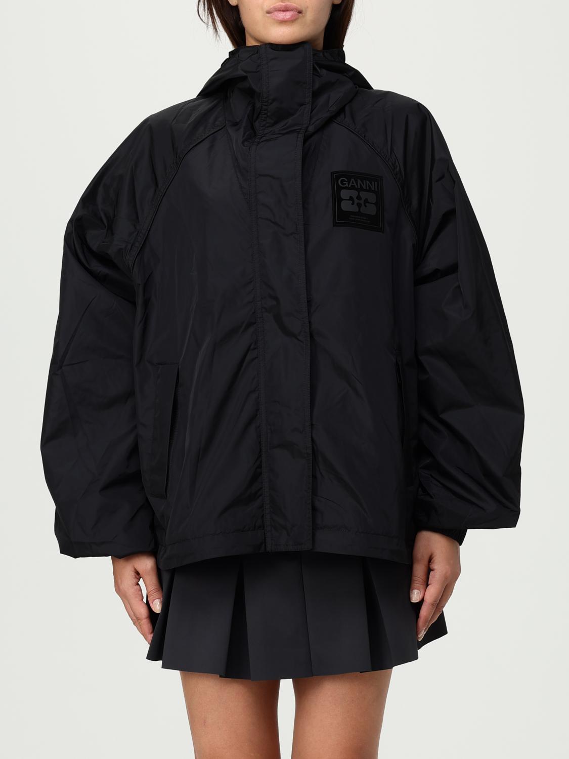 Ganni Nylon Blouson Jacket In Black