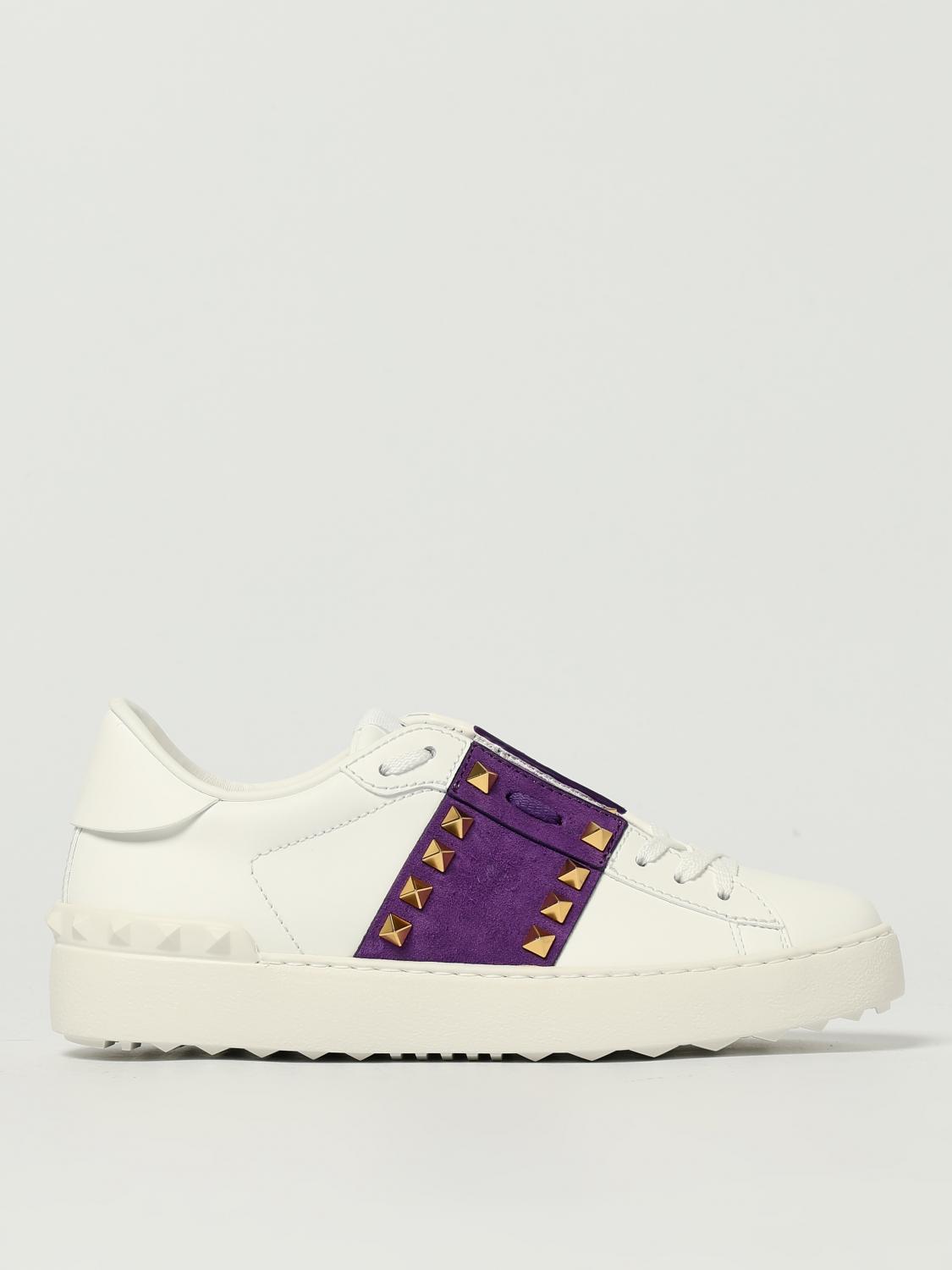 Valentino Rockstud Untitled Suede-panel Sneakers In White