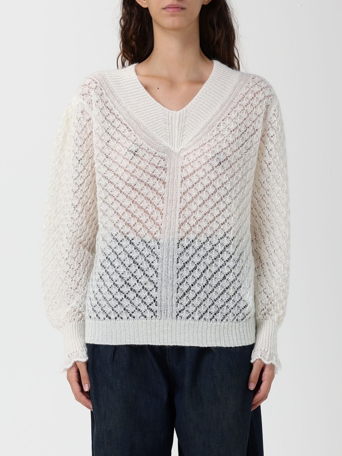 Twinset Sweater  Woman Color White In Animal Print