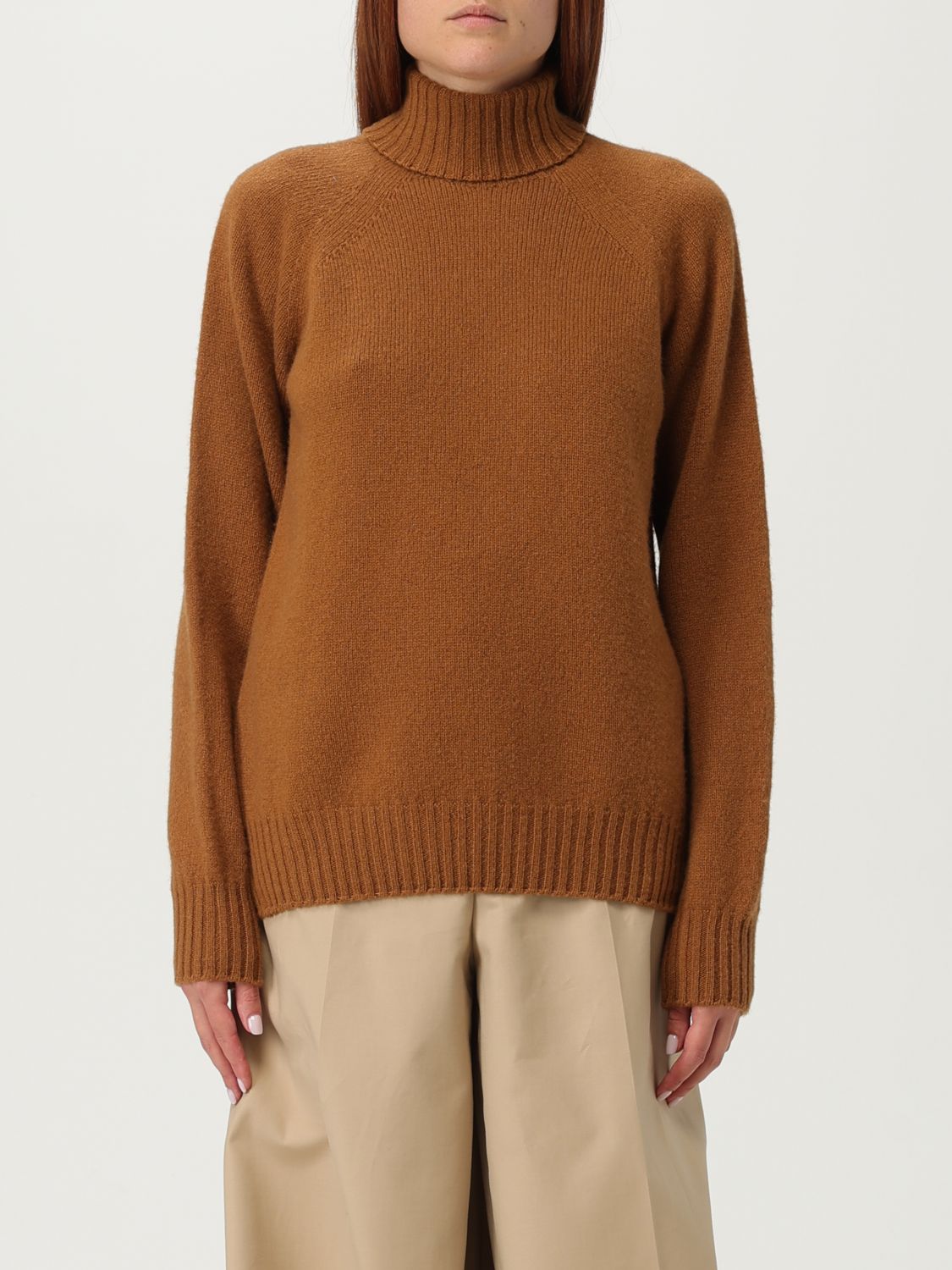 Drumohr Woman Turtleneck Camel Size M Merino Wool In Brown