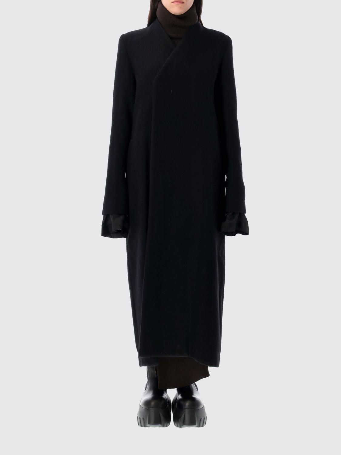 Rick Owens Long Coat Structured Back Vent In Black