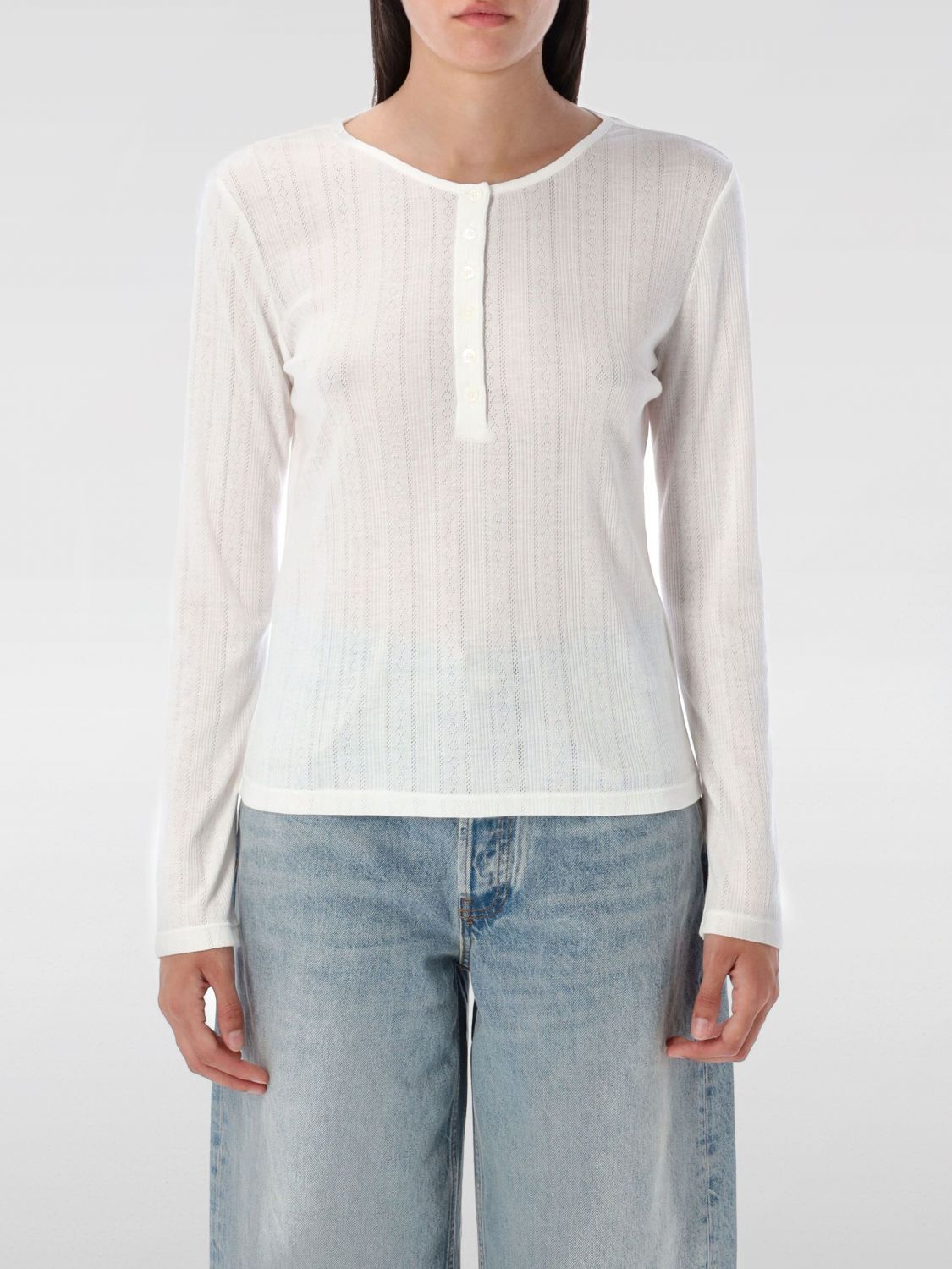 Anine Bing Pia Long Sleeves T-shirt In White
