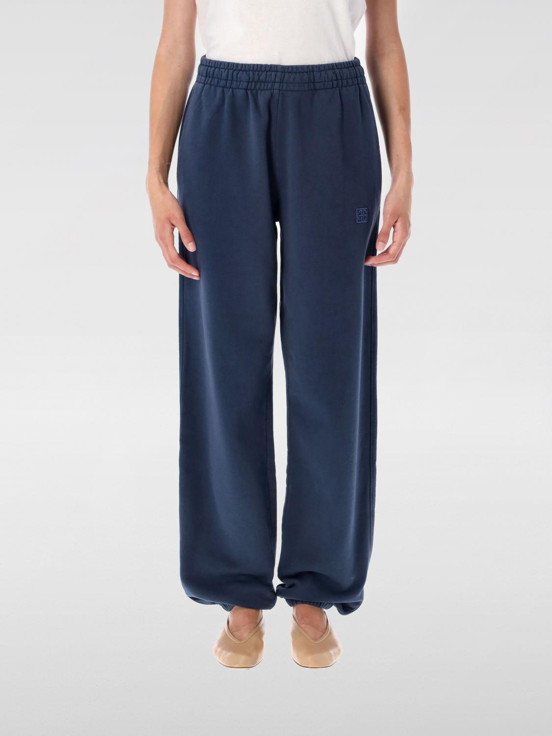 Anine Bing Elastic Waistband Relaxed Fit Trousers In Blue