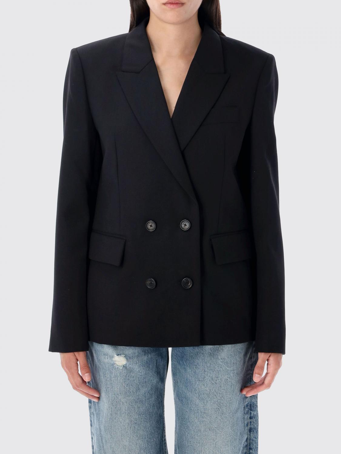 Anine Bing Evalyn Double-breasted Wool-blend Blazer In Blue
