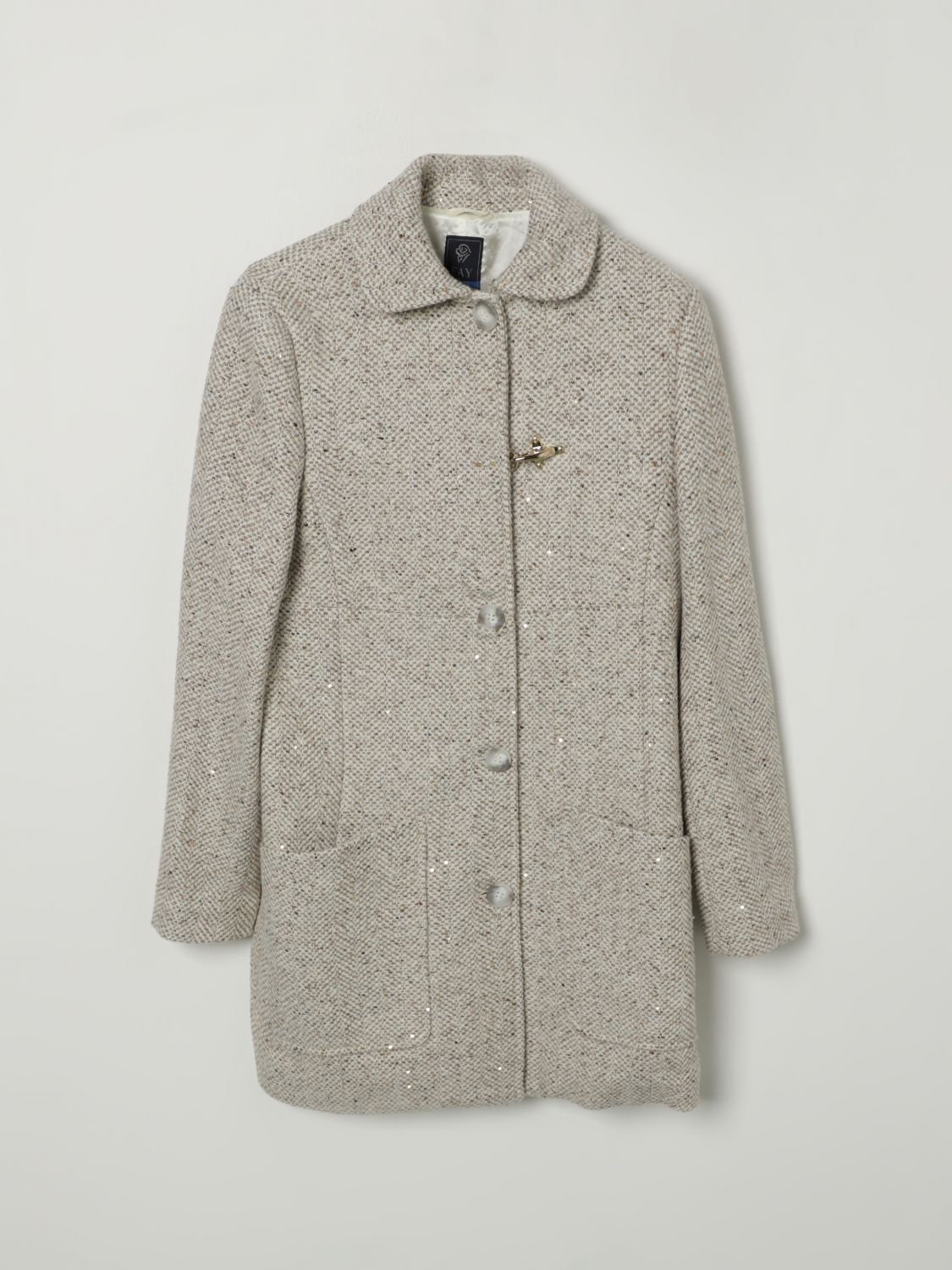 Fay Junior Coat Kids Color Ivory In Gray