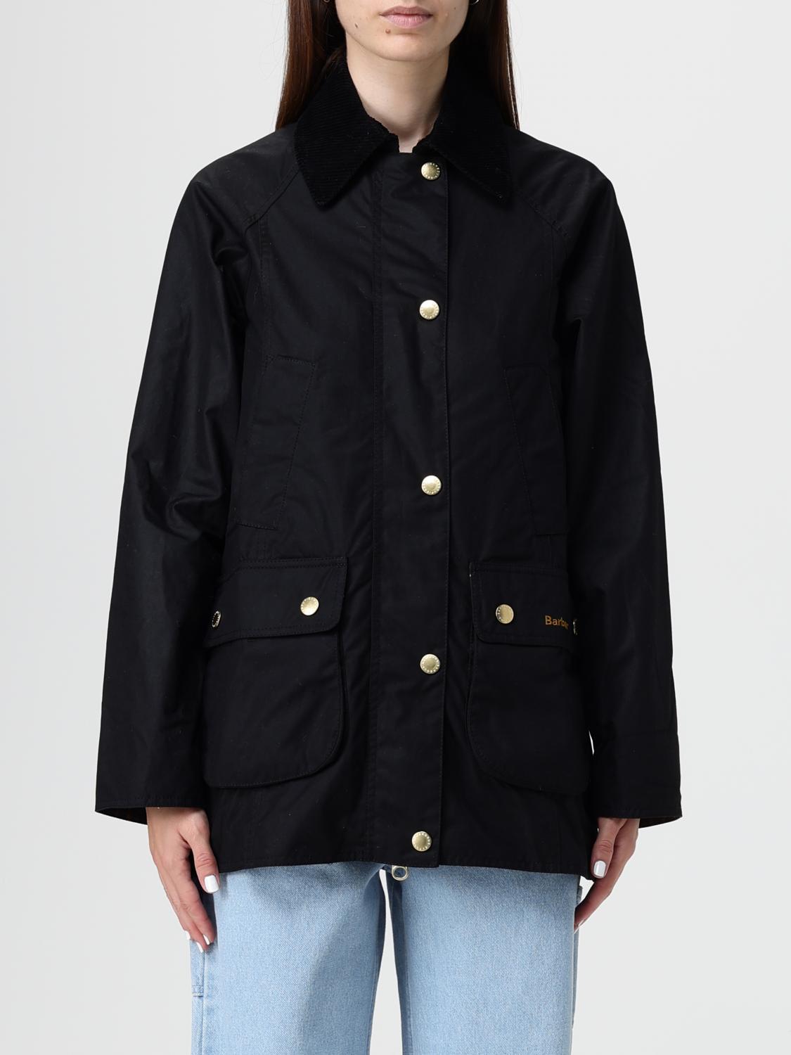 Barbour Waxed Cotton Casual Jacket With Corduroy Collar In Black