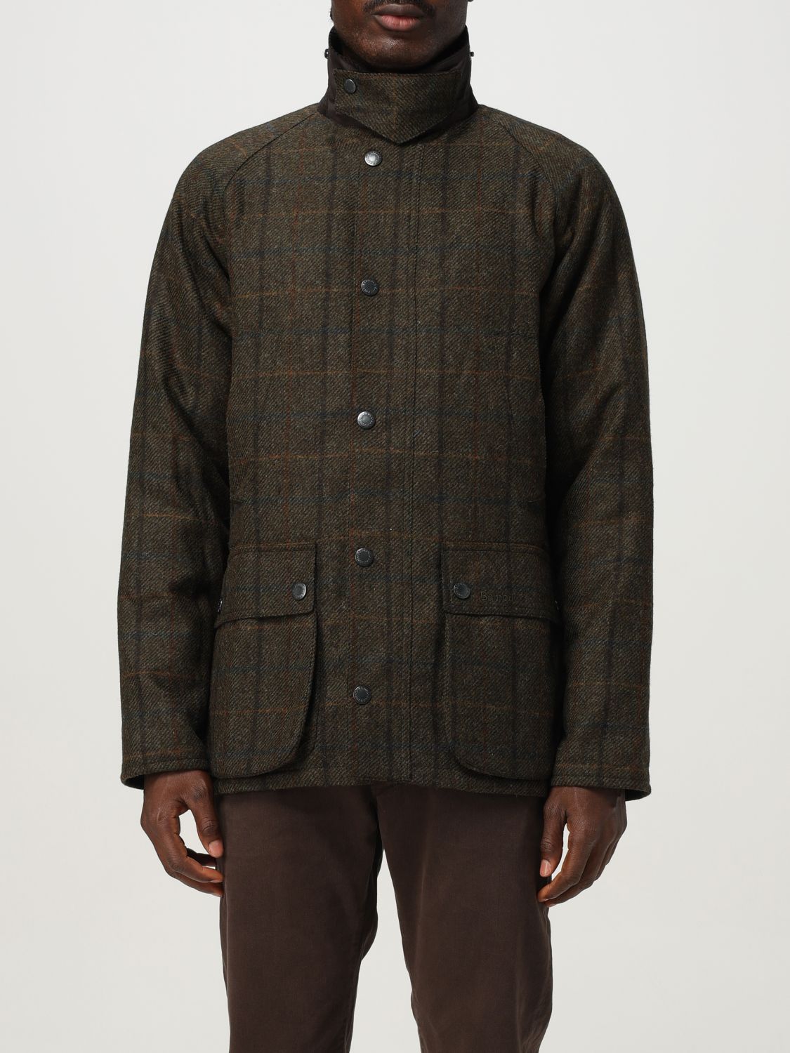 Barbour Bedale Check Wool Jacket In Brown