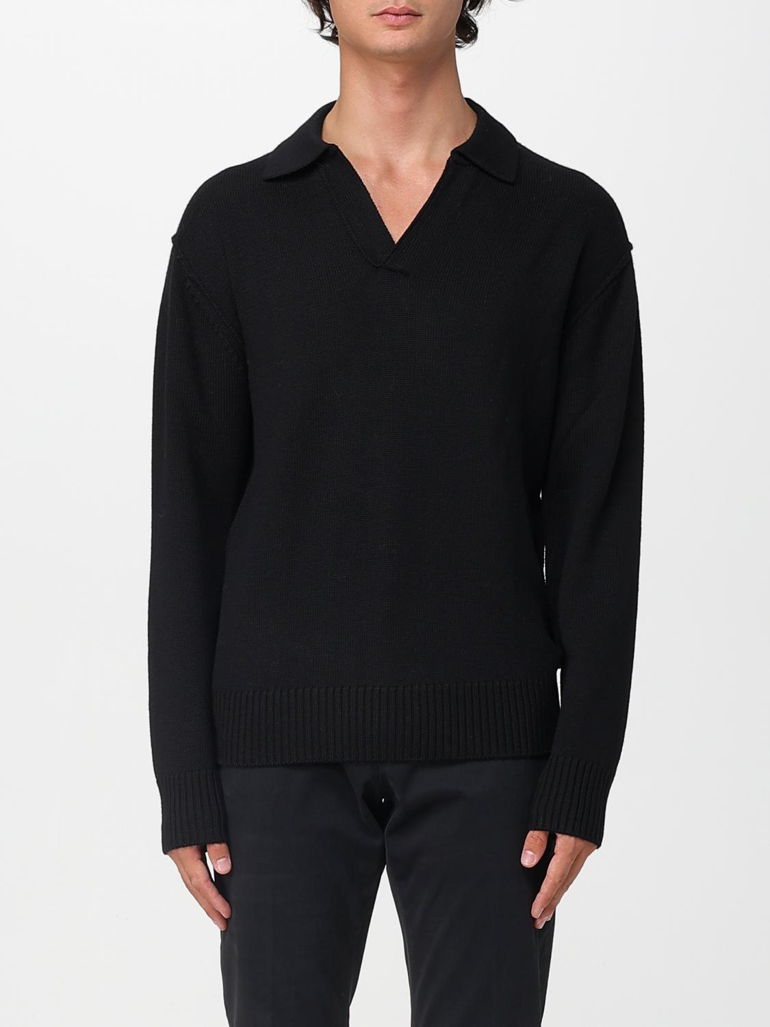 Paolo Pecora V-neck Long-sleeves Pullover In Black