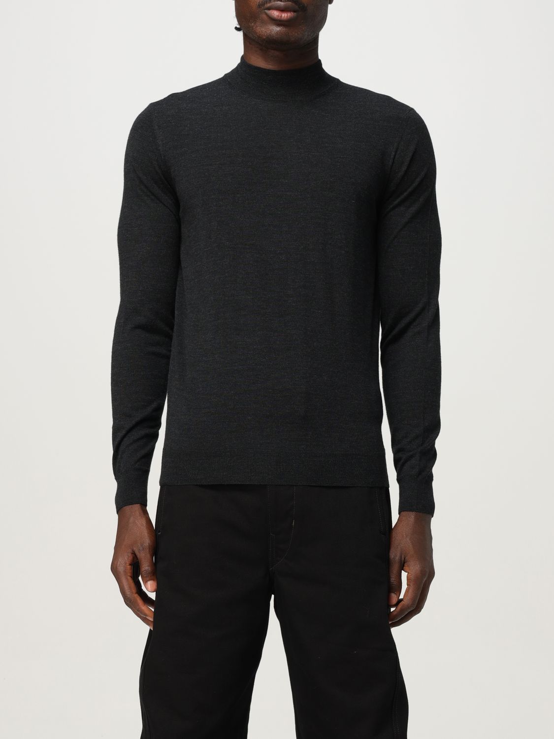 Drumohr Navy Blue Wool Turtleneck Sweater In Gray