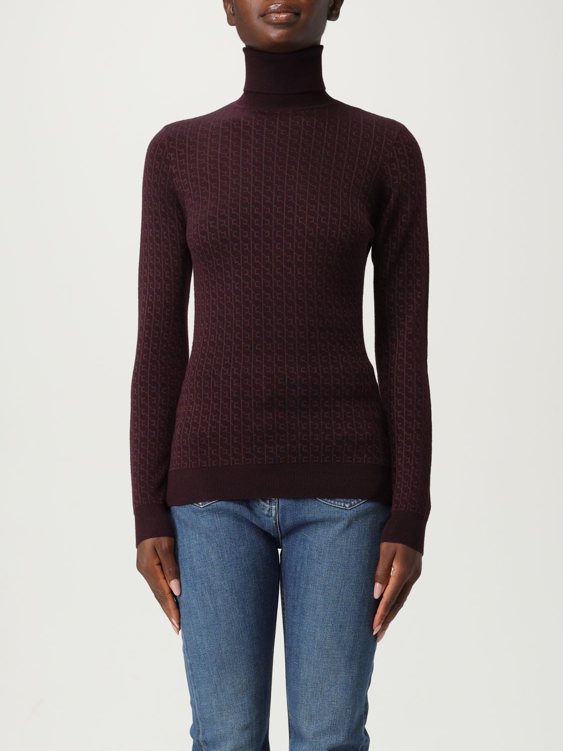 Elisabetta Franchi Wool Blend Turtle-neck Sweater In Brown