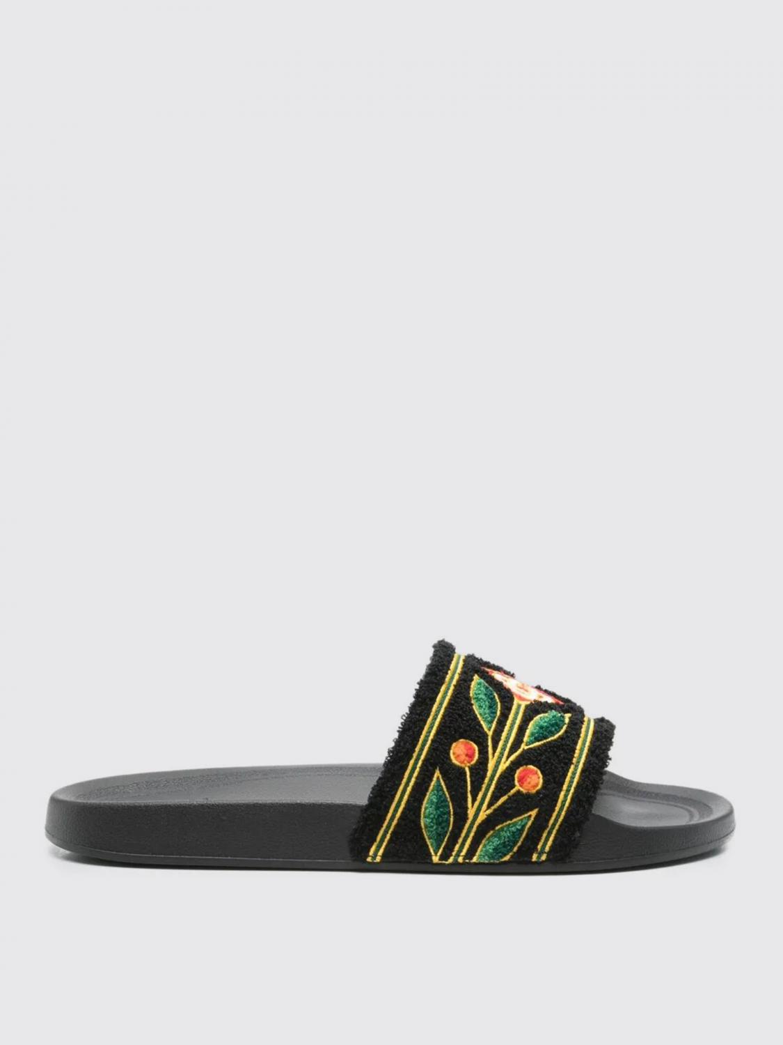 Casablanca Embroidered Terry Open Toe Flat Slippers In Multi