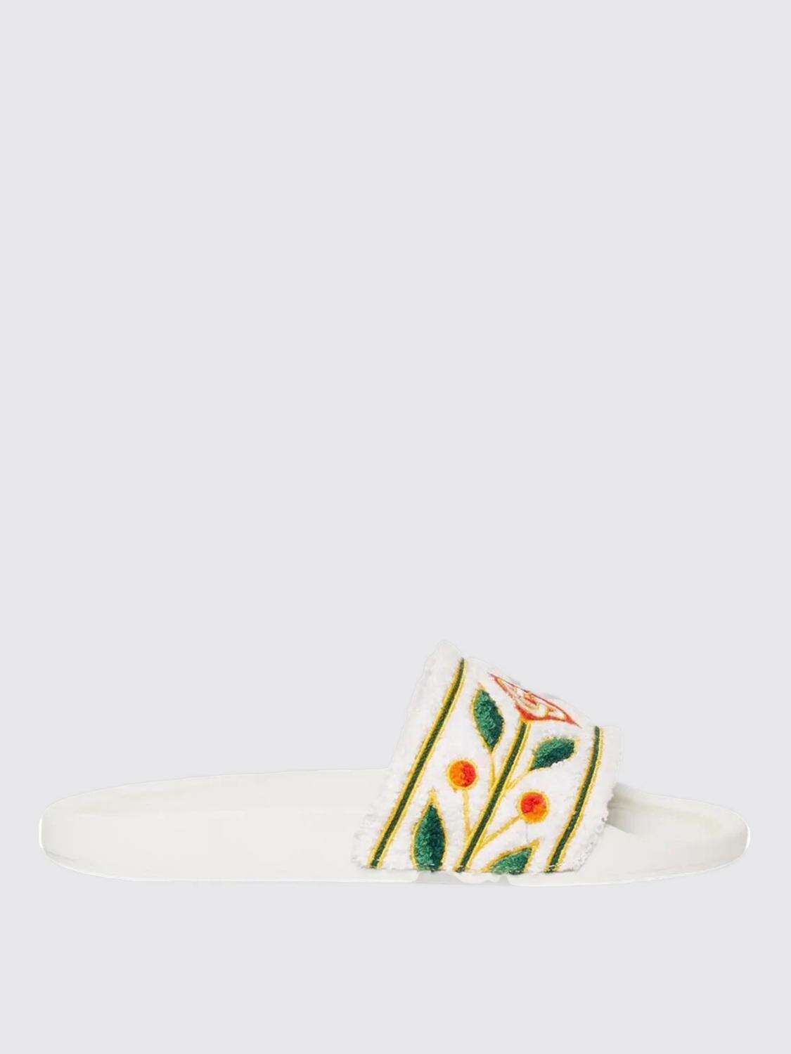 Casablanca Embroidered Terry Strap Flat Sole Sliders In Multi