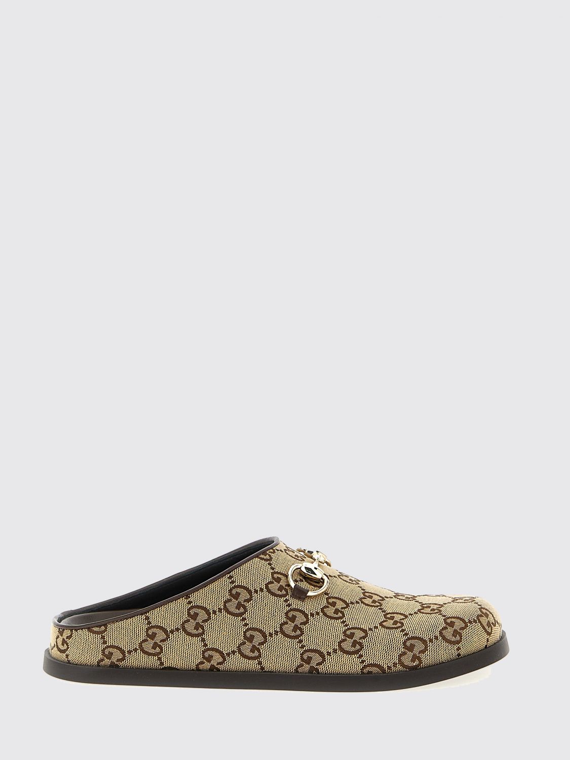 GUCCI Slippers in misto cotone con monogram GG jacquard con Horsebit