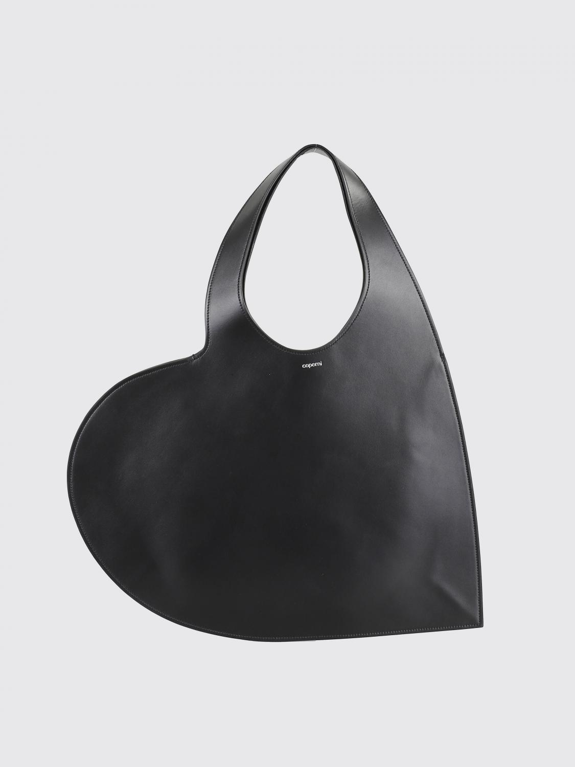 Coperni Heart-shaped Black Bag With Adjustable Shoulder Strap In Black