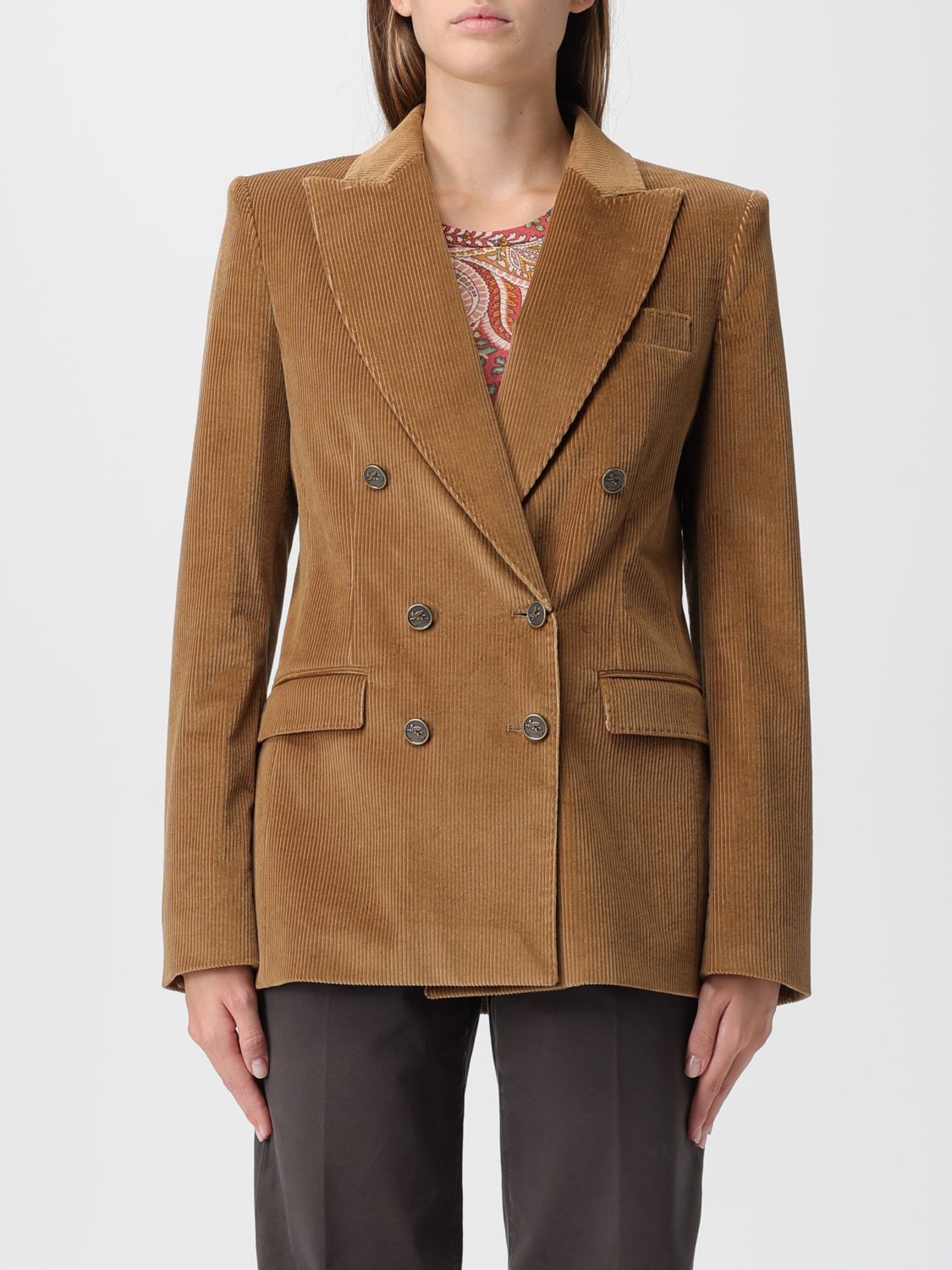 Etro Blazer Woman Color Gold In Brown