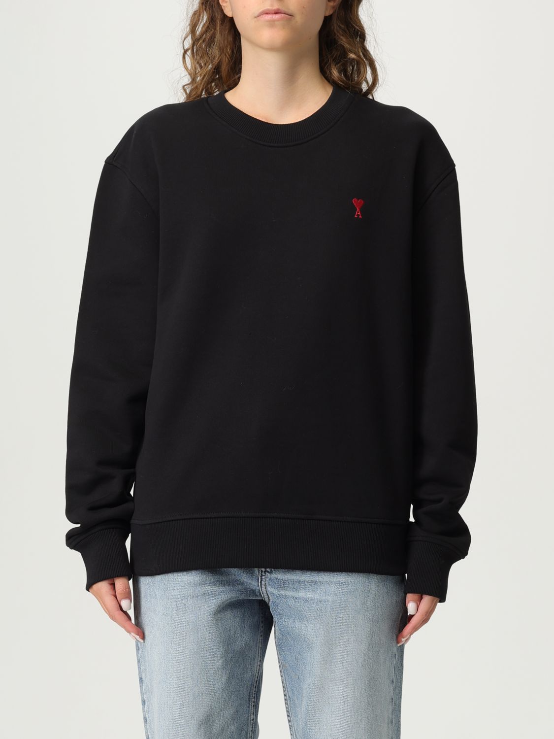 Ami Alexandre Mattiussi Ami Paris Ami De Coeur Black Crew-neck Sweatshirt Women In Black
