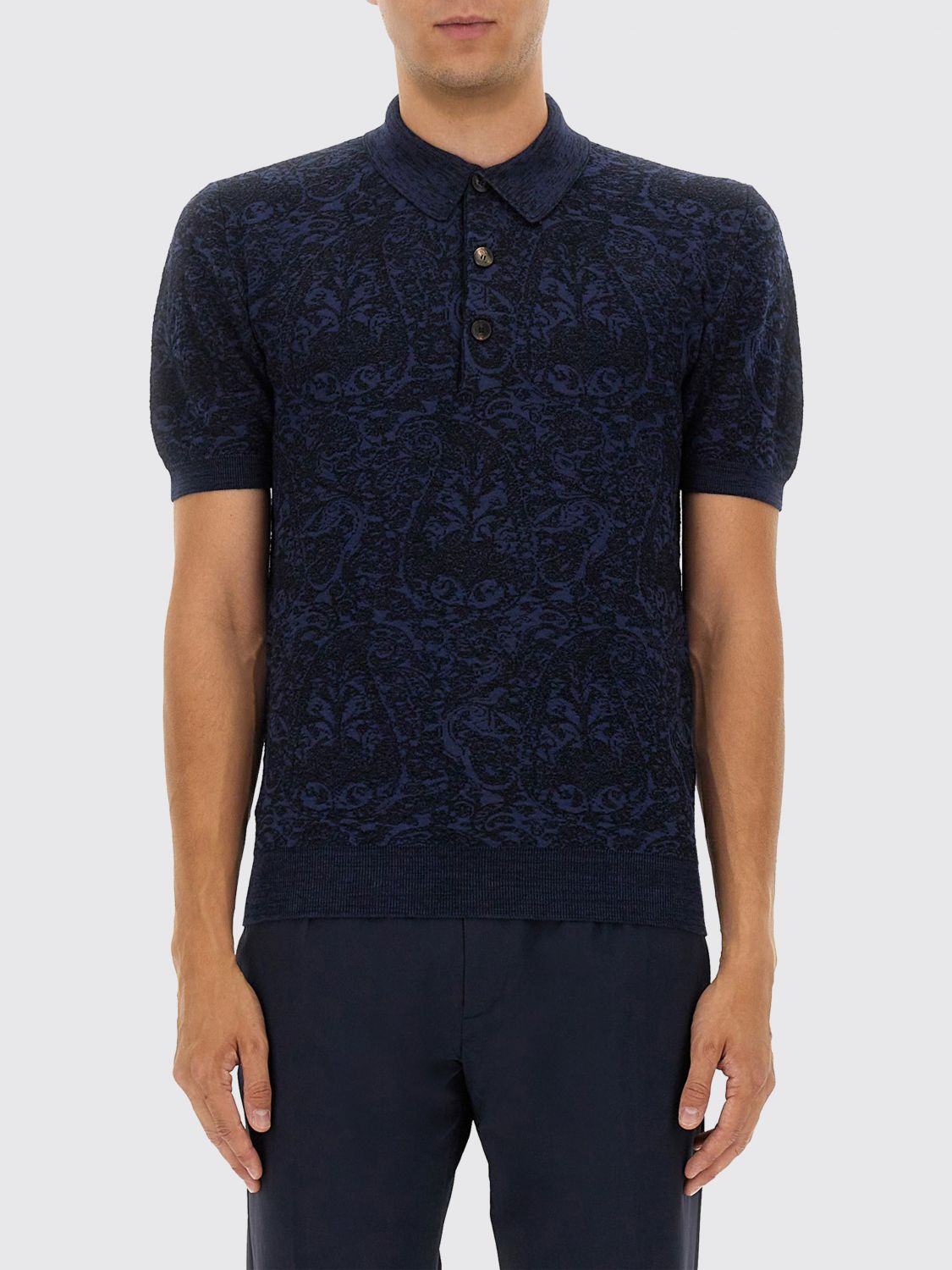 Etro Polo Shirt With Pegasus Embroidery In Blue