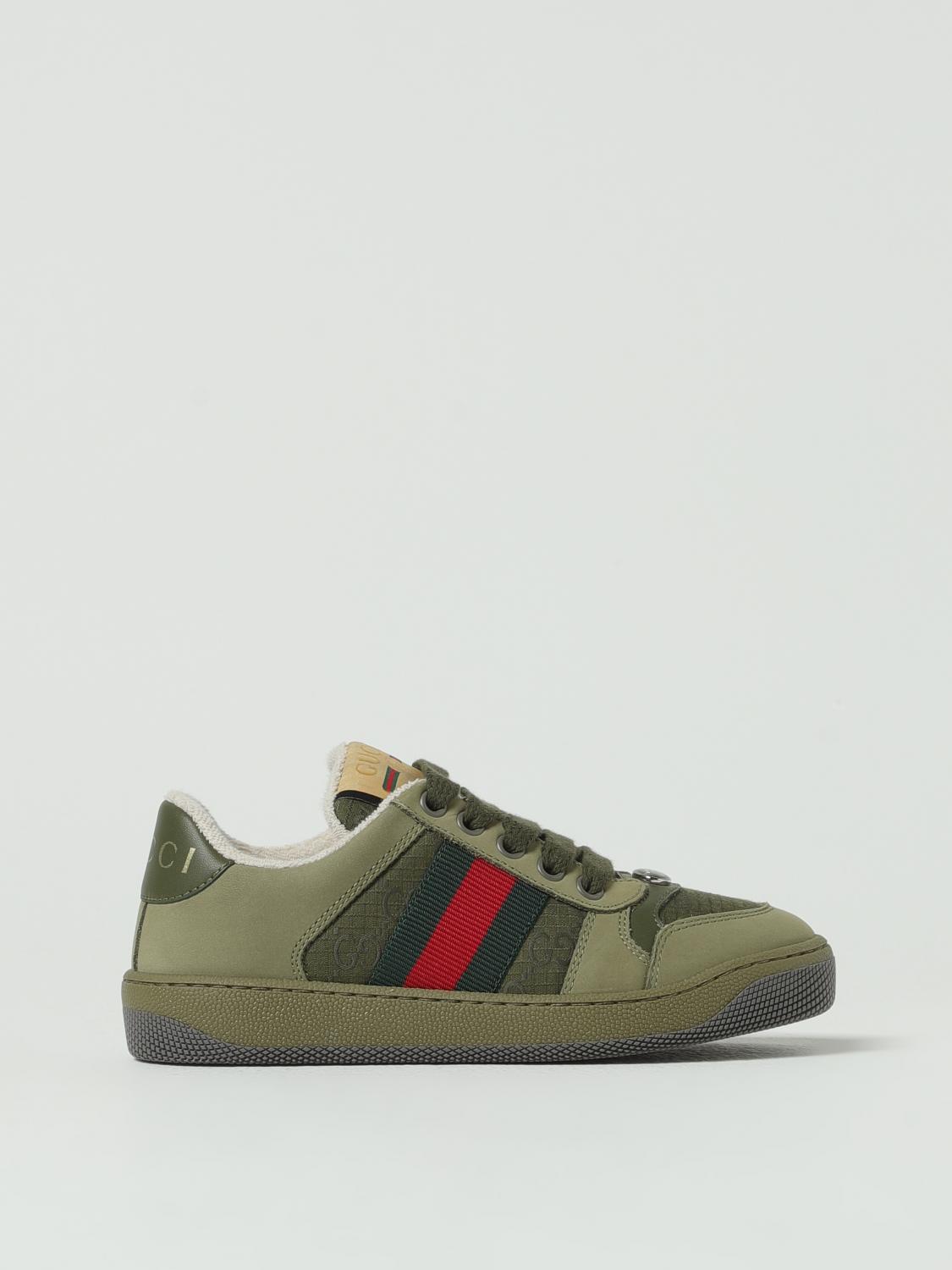 GUCCI Sneakers Screener in pelle e nylon jacquard