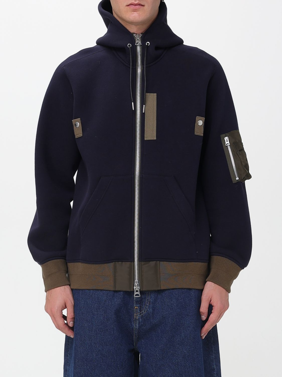 Sacai Men's Sponge Sweat Hoodie In Blue