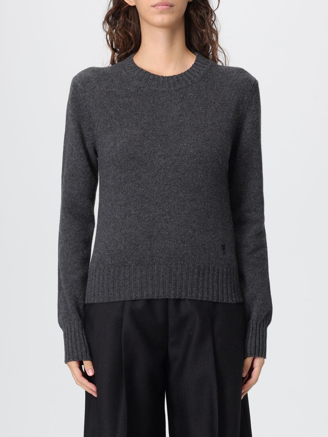 Ami Alexandre Mattiussi Sweater Ami Paris Woman Color Charcoal In Gray