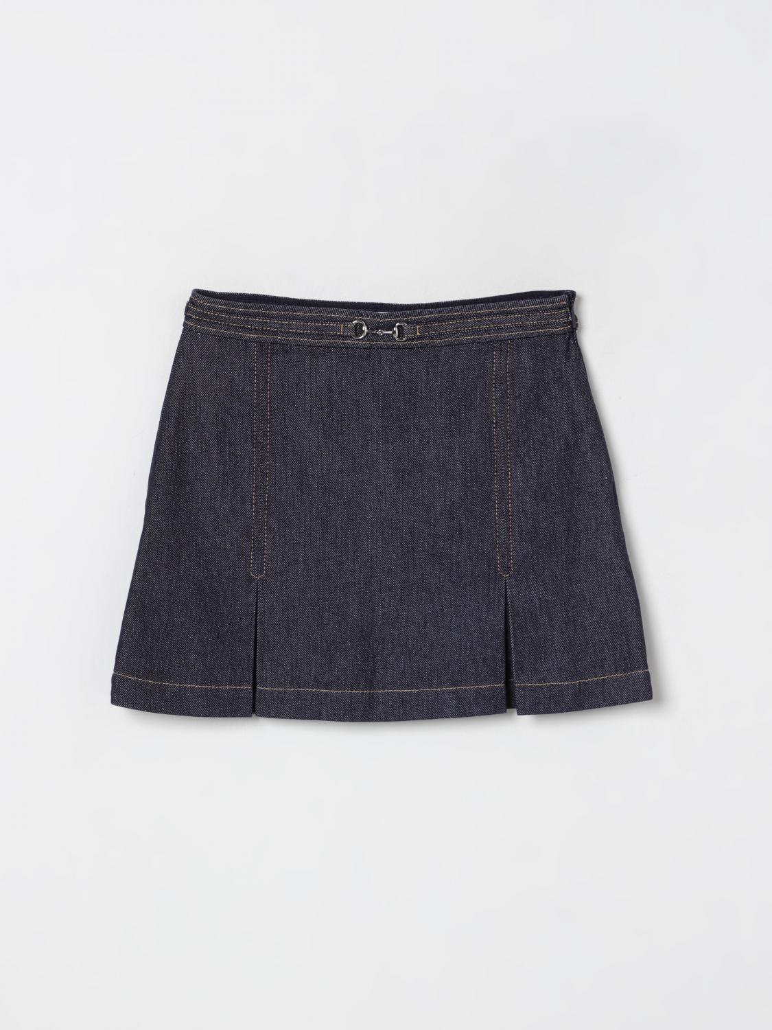 GUCCI Gonna di jeans con morsetto metallico
