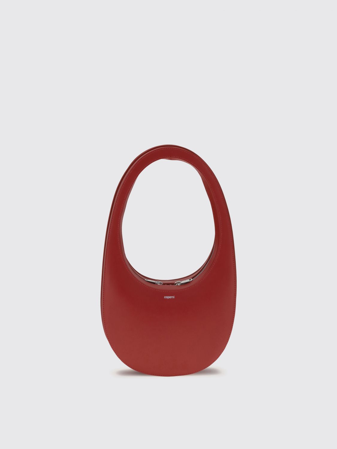 Coperni Swipe Oval-frame Zip Shoulder Bag In Red