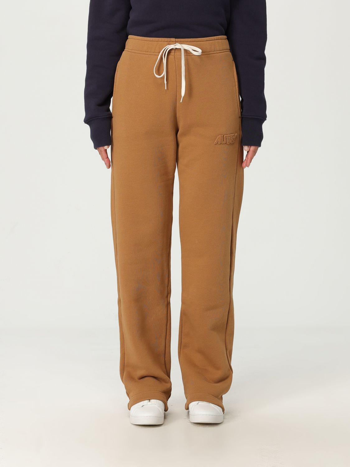 Autry Elastic Waistband Relaxed Fit Side Pockets Trousers In Brown