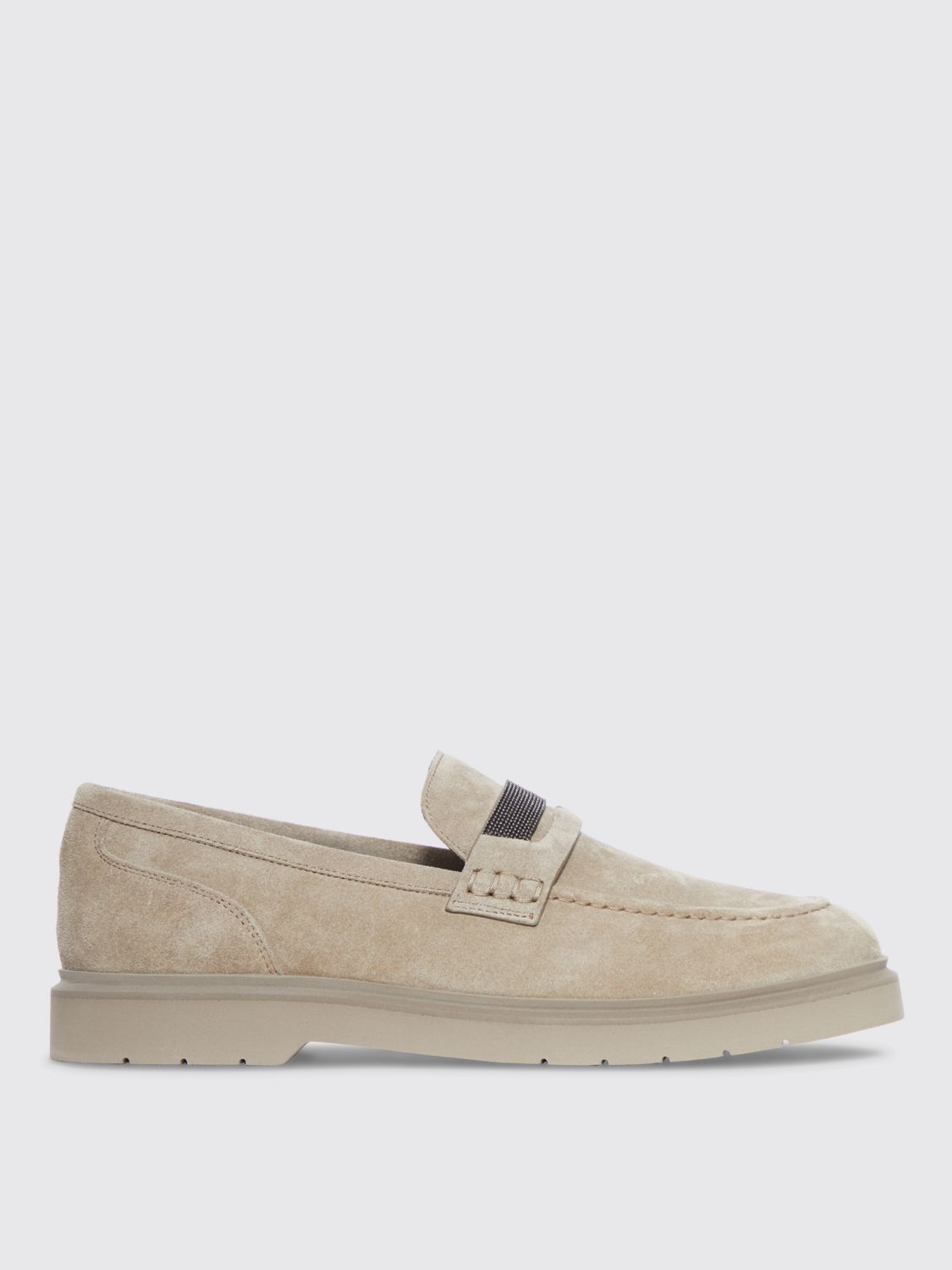 Brunello Cucinelli Crystal-embellished Penny Loafer Light Grey In White