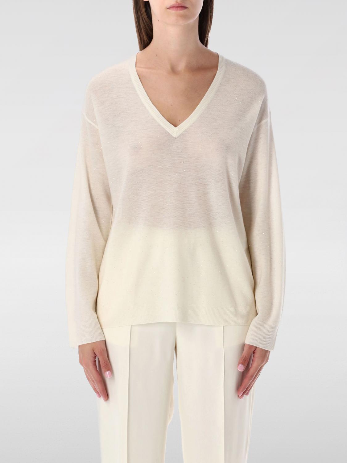Fabiana Filippi V Neck Sweater In Neutral