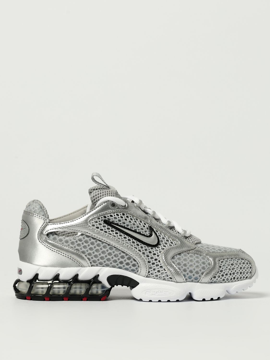 Nike Air Zoom Spiridon Cage 2 Rubber-trimmed Mesh And Leather Sneakers In Silver