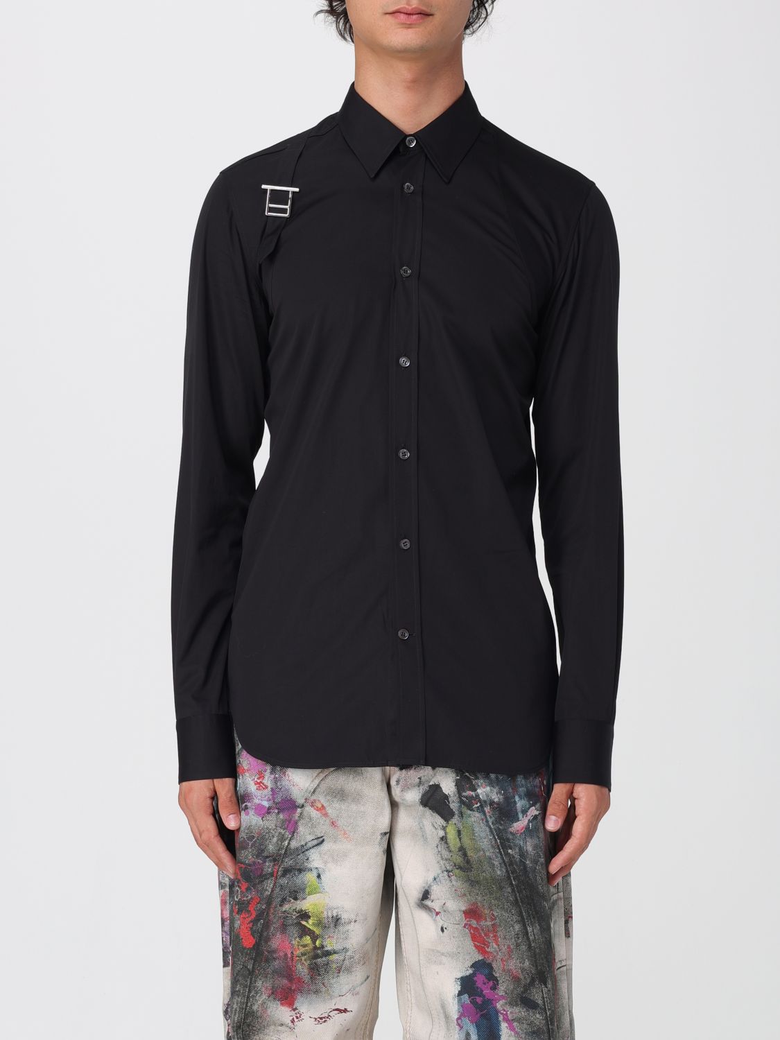 Alexander Mcqueen Cotton Harness Shirt In Black