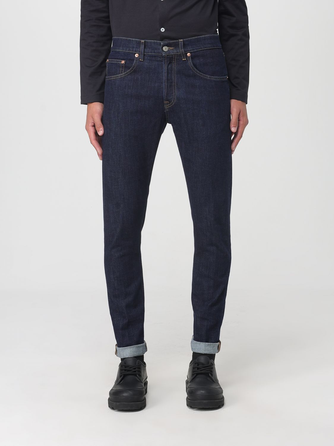 Dondup Denim Trousers With Belt Loops In Blue