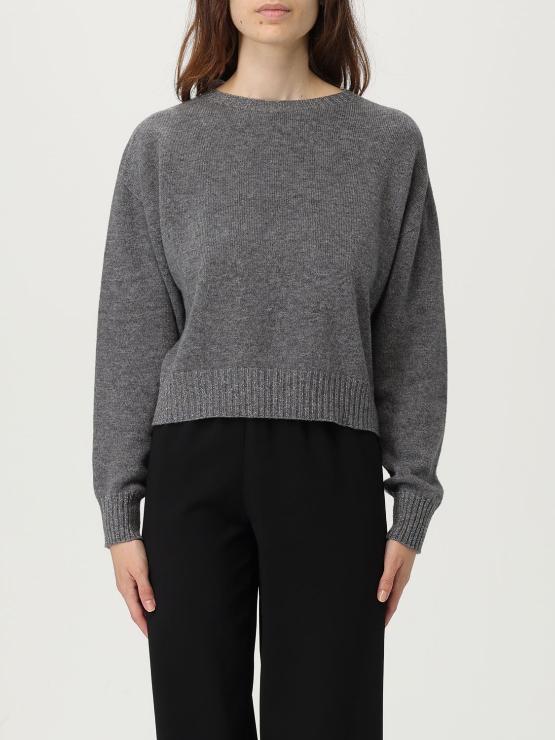 Twinset Twin-set Soft Wool Blend Sweater In Gray