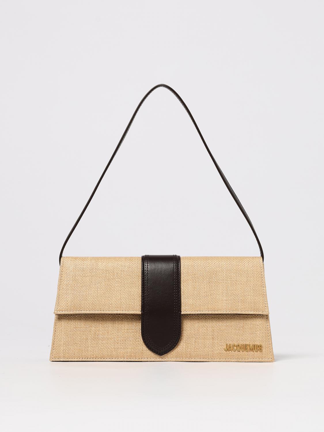 Jacquemus Natural Beige Raffia Le Bambino Long Handbag In Sand