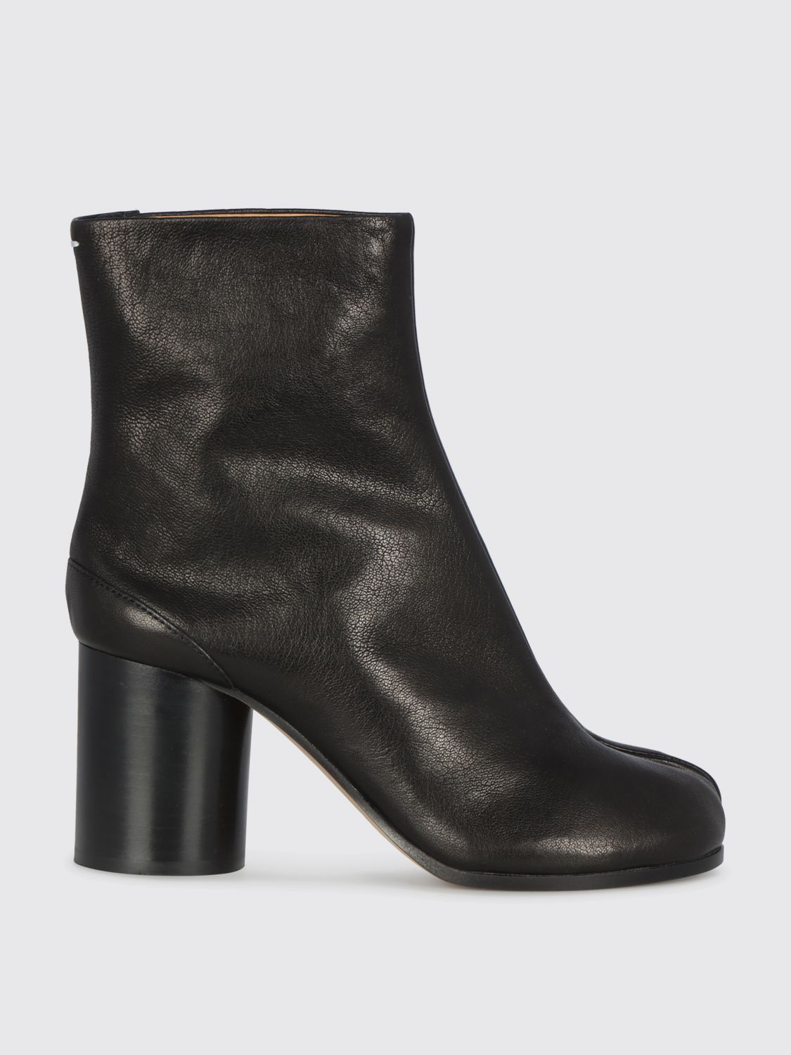 Maison Margiela Tabi High Heels Ankle Boots In Black Leather In Multi