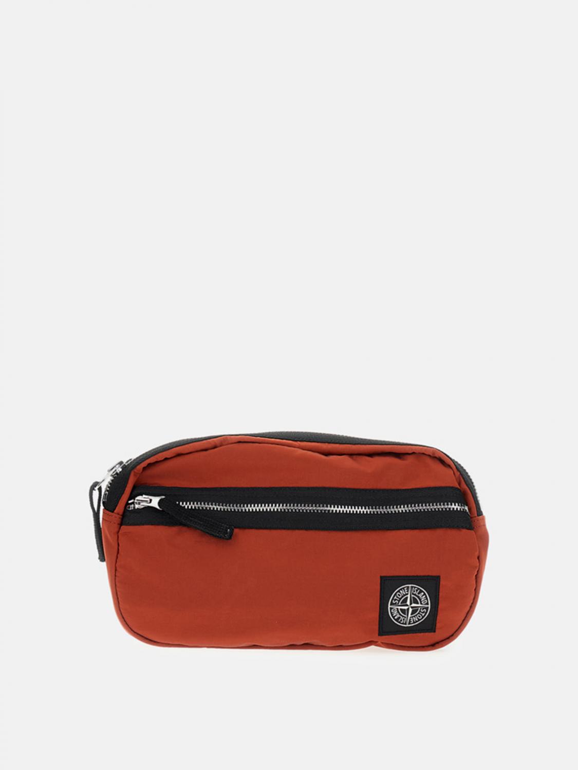 Stone Island Adjustable Belt Bag With Front Logo In Orange