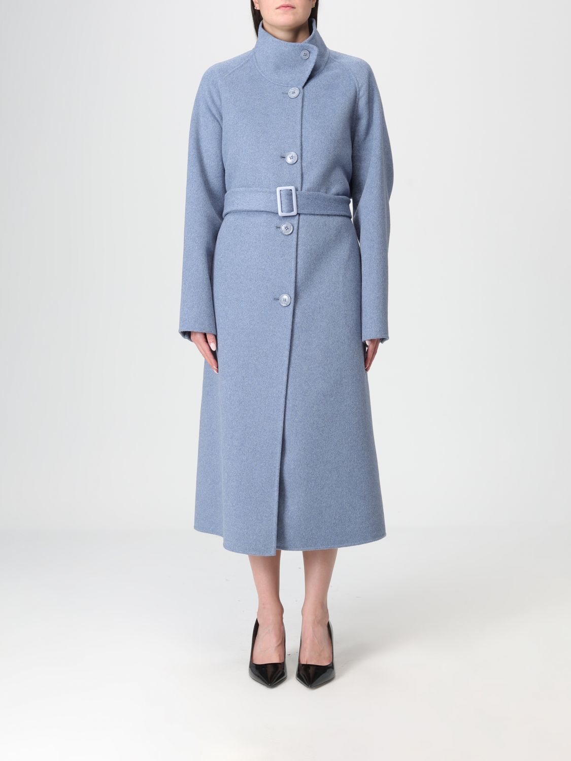 Emporio Armani Coat Woman Color Gnawed Blue In Blue