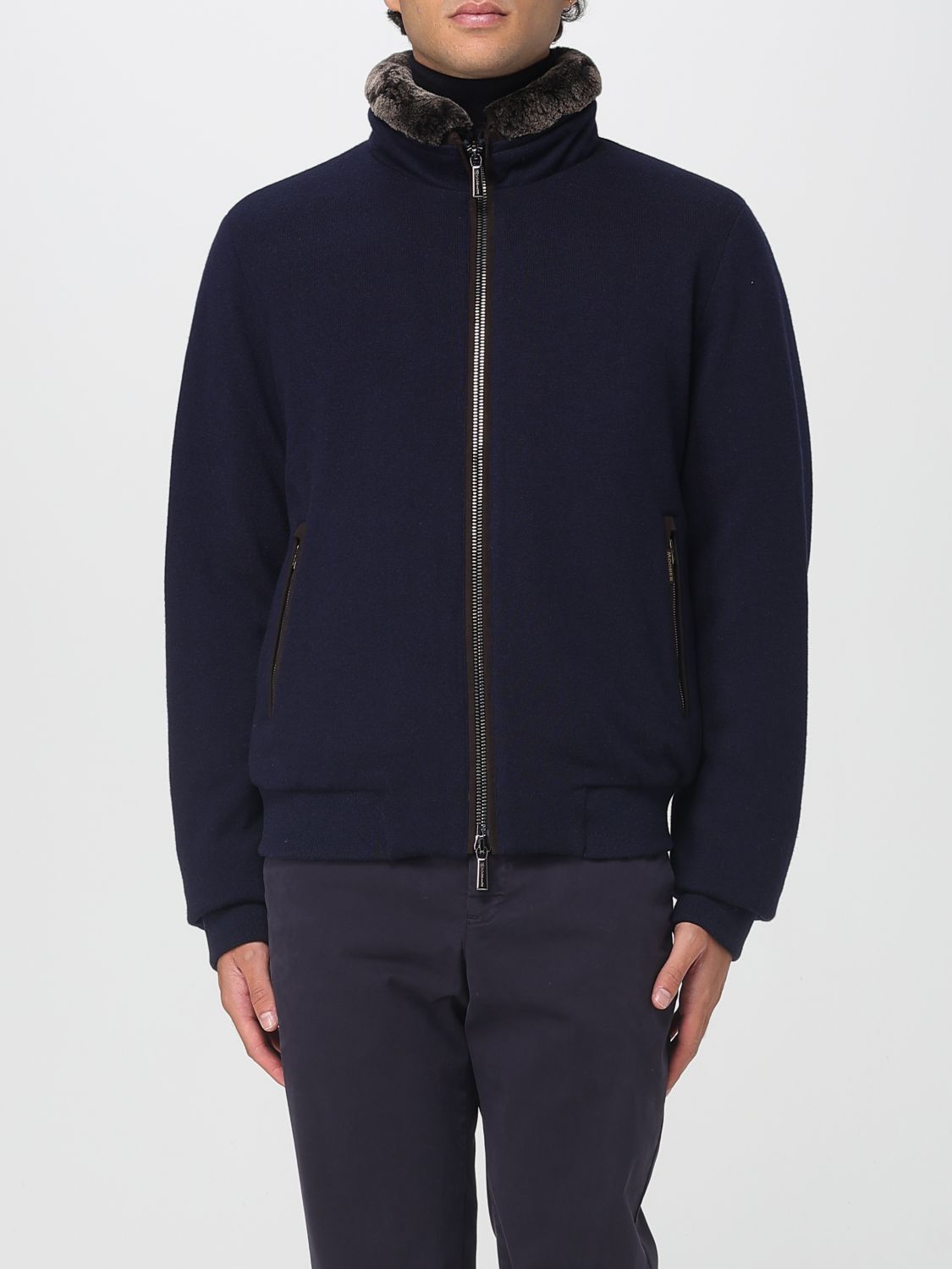 Moorer Bellati-mrw Jacket With Plush Lining In Blue