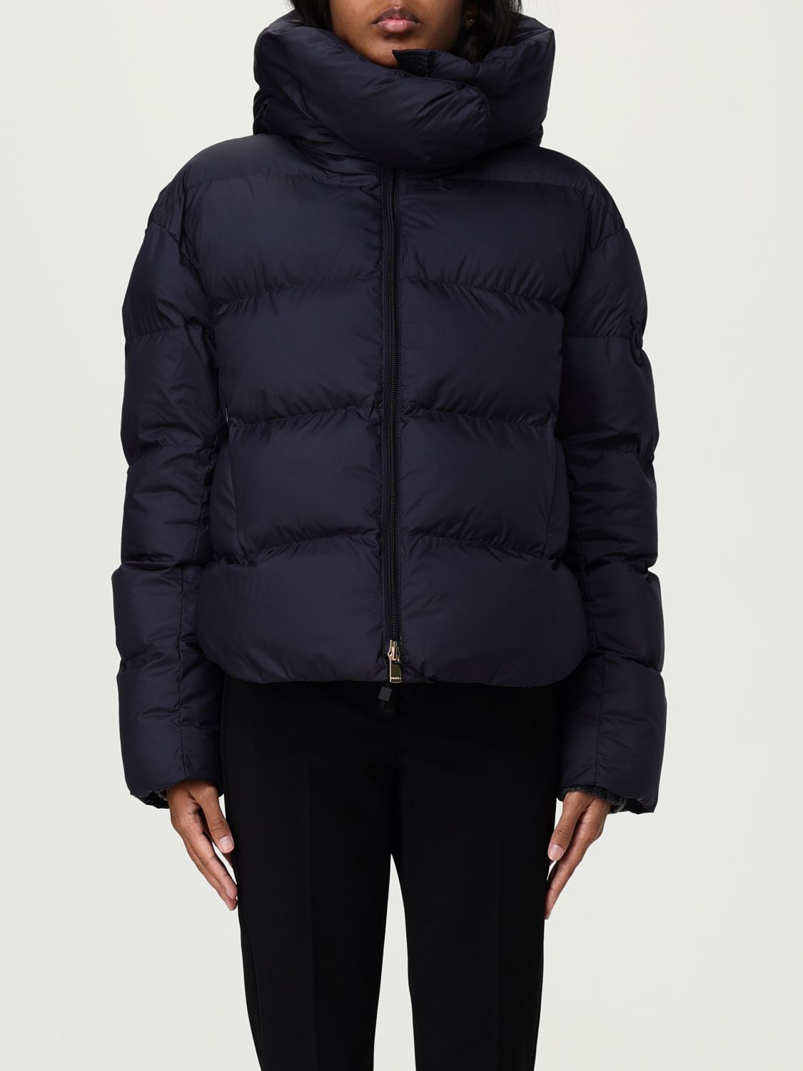 Pinko Hooded Quilted Padded Long Sleeve Jacket In Burgundy