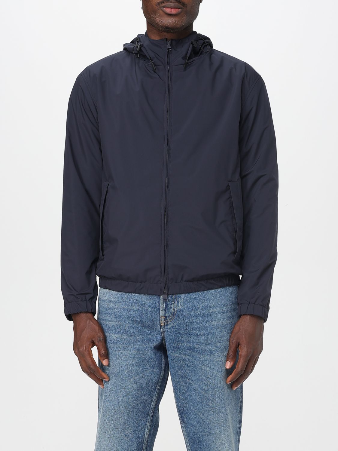 Lardini Drawstring Hooded Jacket In Blue