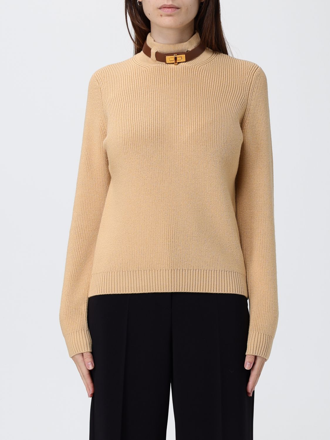 Elisabetta Franchi Jersey With Jewel Strap In Brown