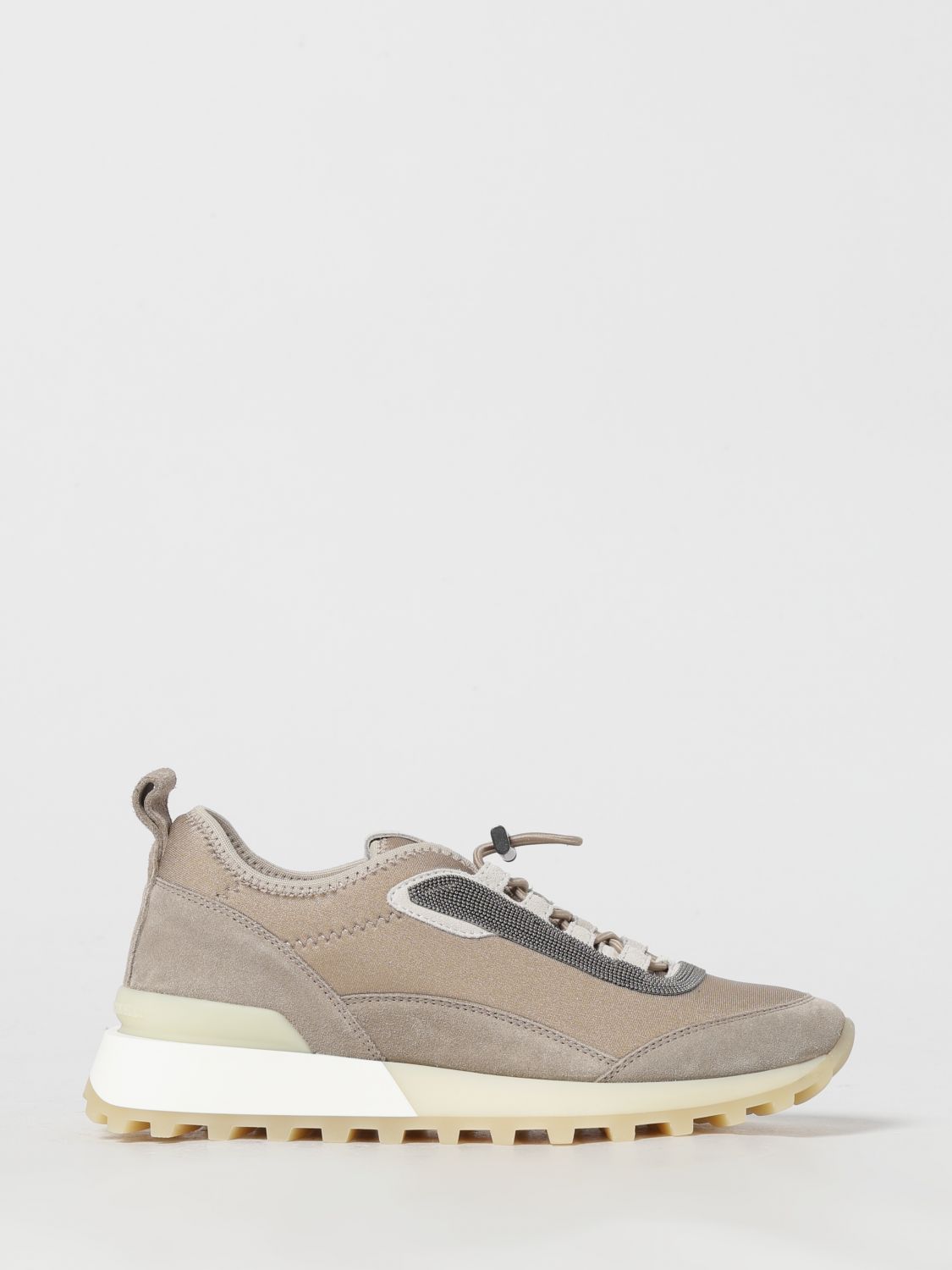 Brunello Cucinelli Chunky Sole Suede Finish Sneakers In Neutral
