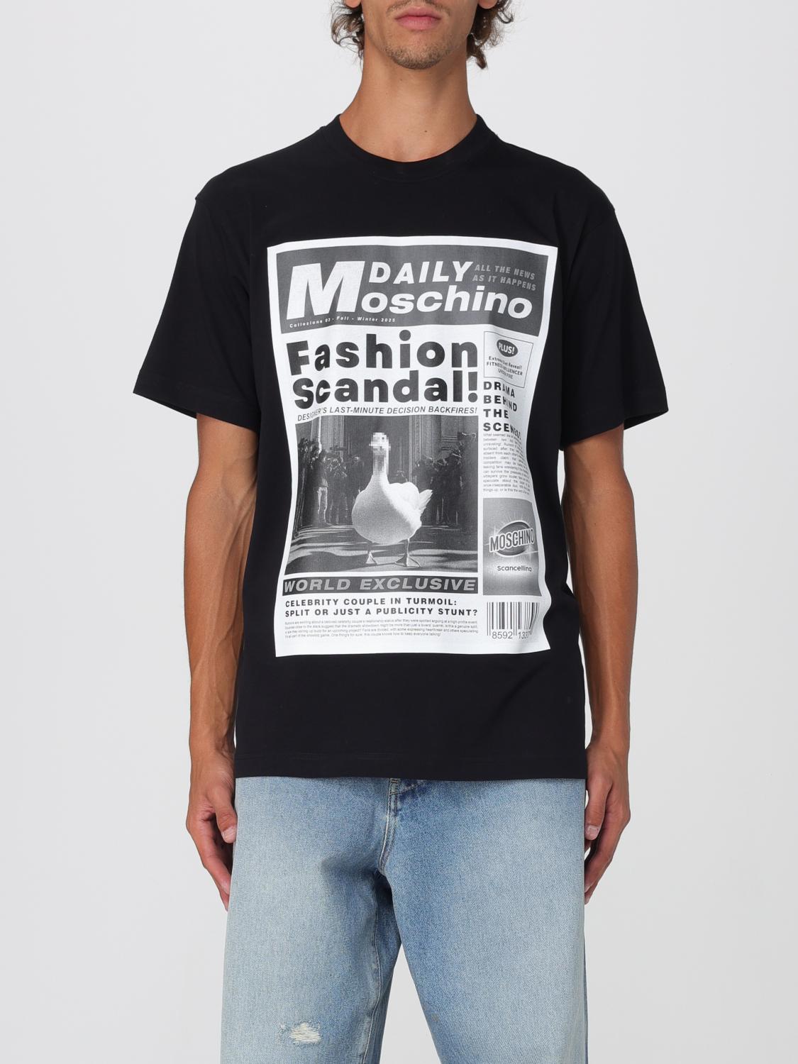 Moschino Printed Organic Cotton Jersey T-shirt In Black