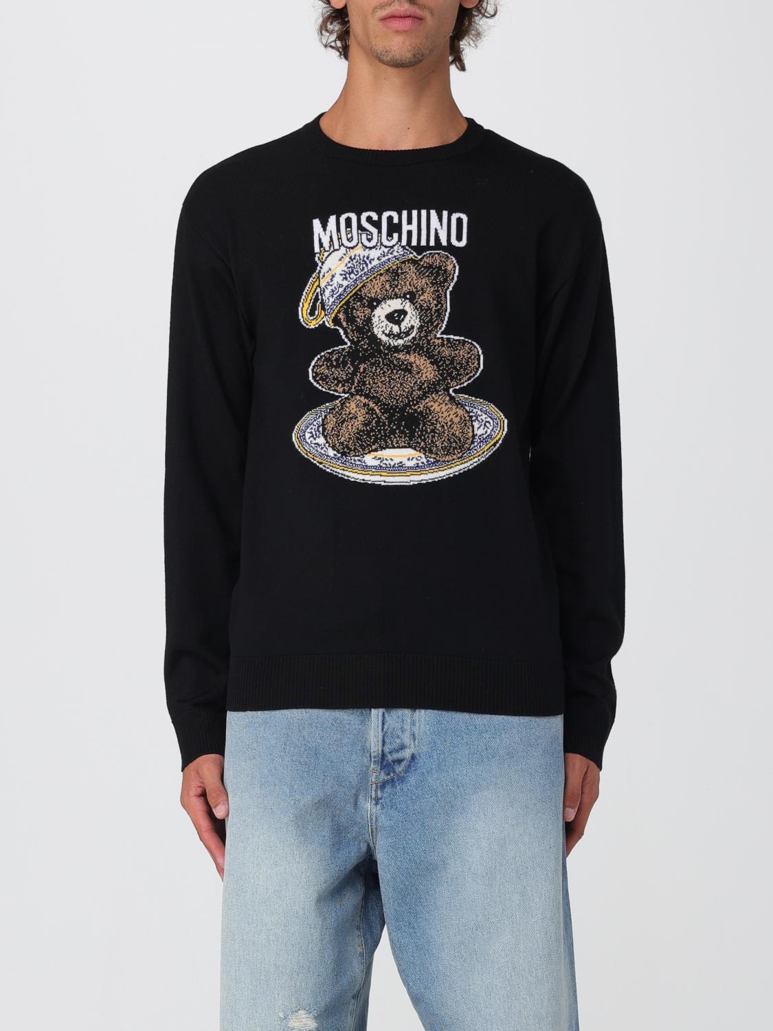 Moschino Bear Embroidered Crewneck Sweater In Black