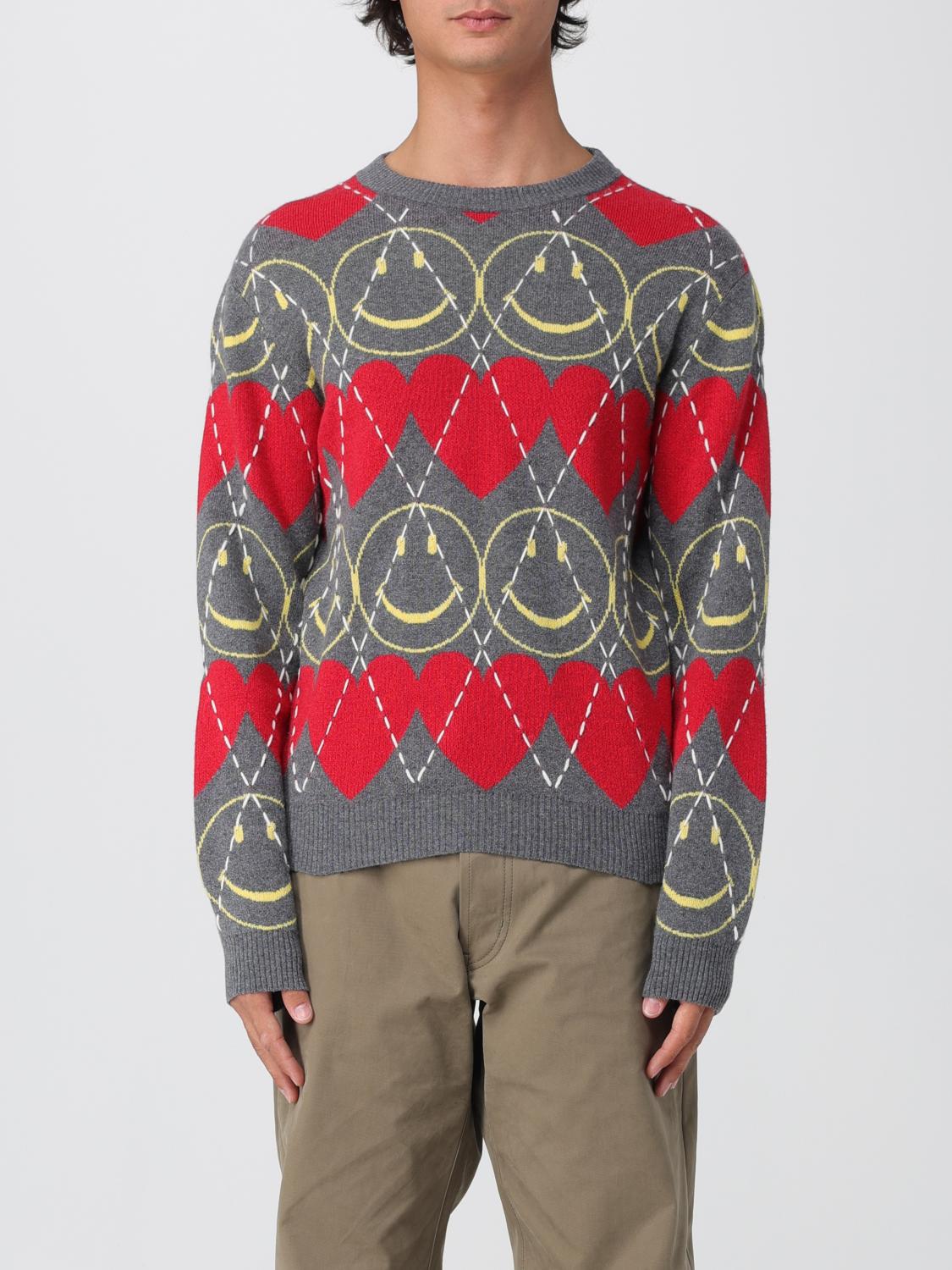 Moschino Ribbed Crewneck Sweater Graphic Pattern In Multi