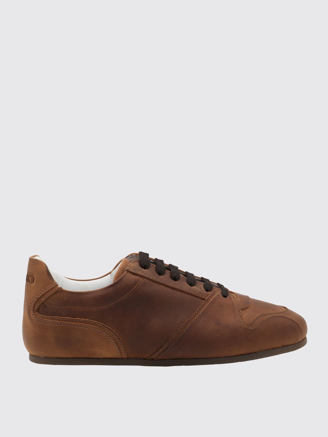 Moschino Low Top Sneakers Stitch Detailing In Brown
