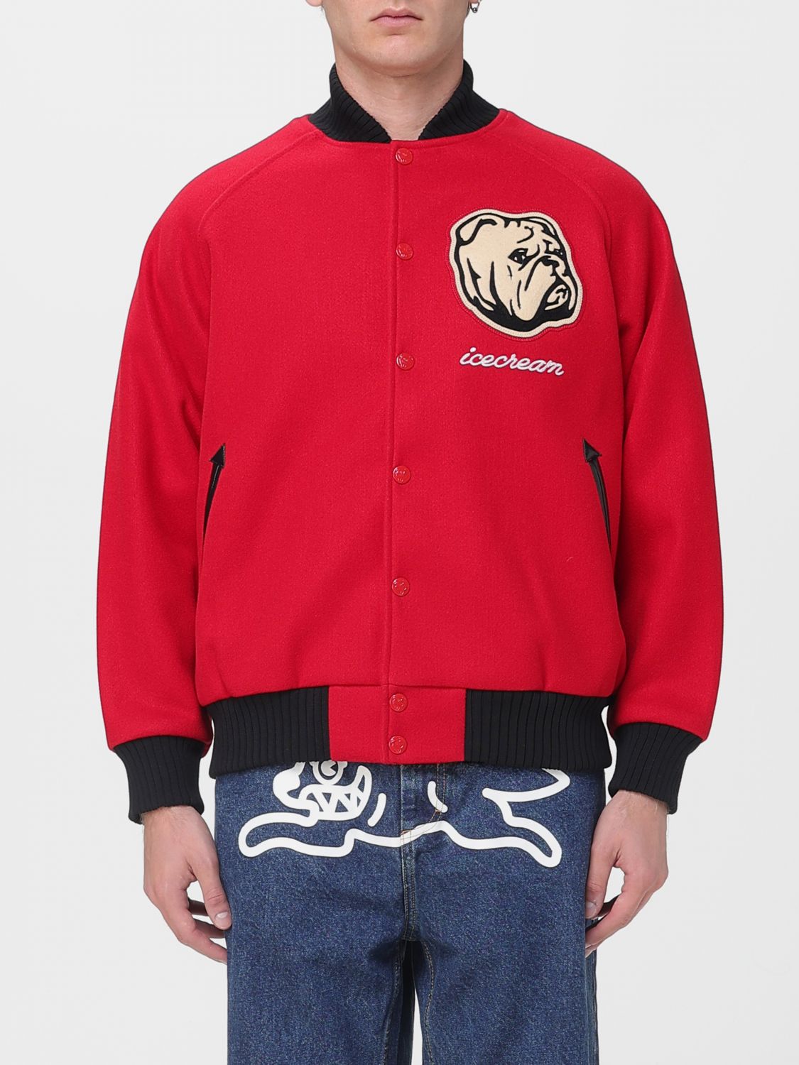 Icecream Embroidered Bomber Jacket In Multi